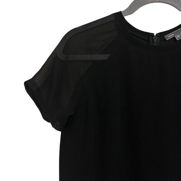 VINCE Black Sheer-Sleeve Loose Crepe Dress XS - Picture 8 of 15